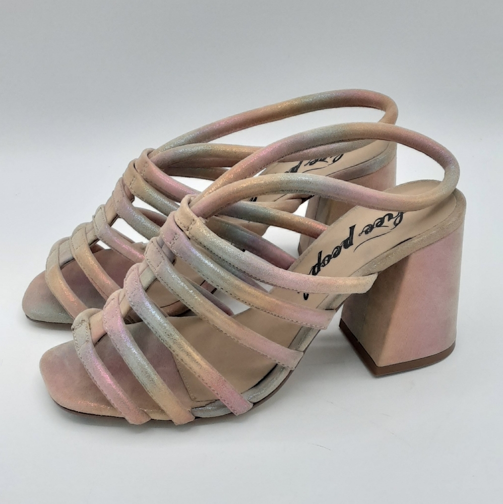 Free People Colette Cinched Block Heel Sandal with Leather Lining.